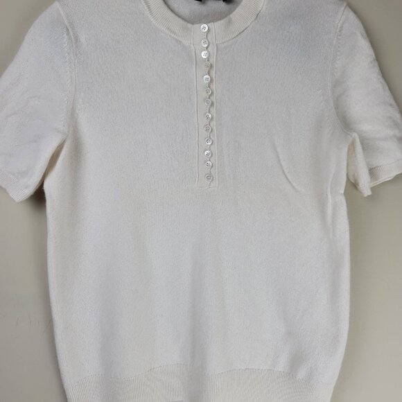 Theory Cap Short Sleeve 100% Cashmere Sweater Top Knit - Picture 6 of 12